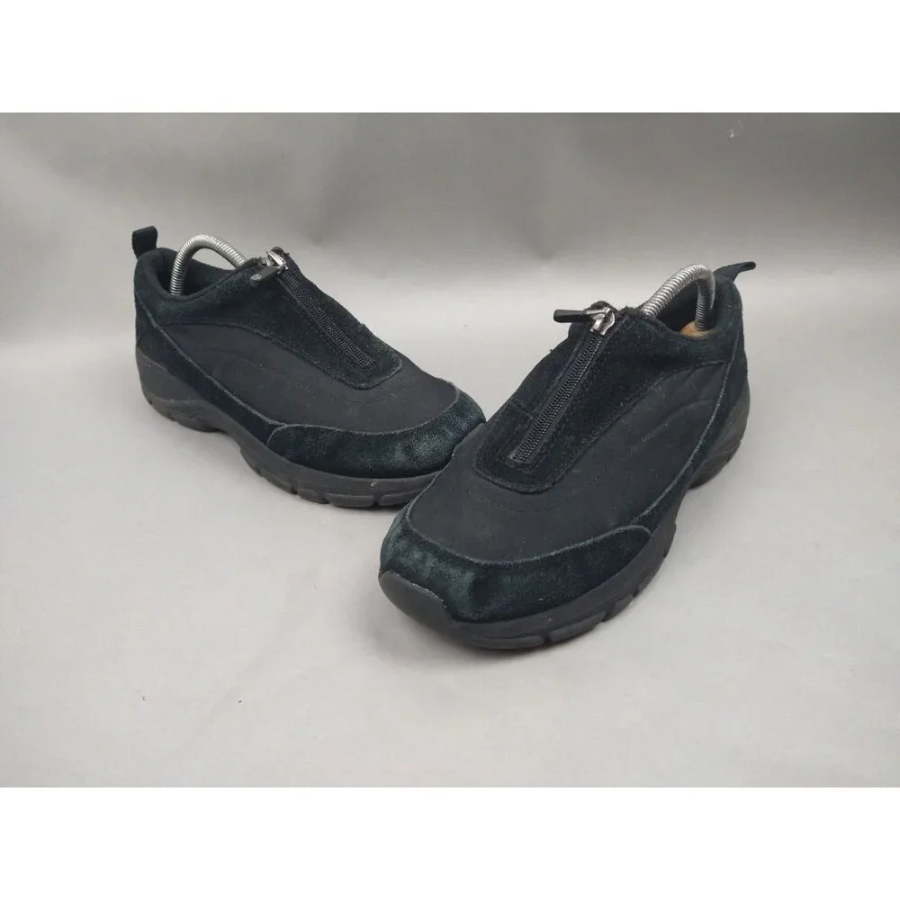 Lands’ End Women’s 10 Black Suede All Weather Zip Shoes Oxfords